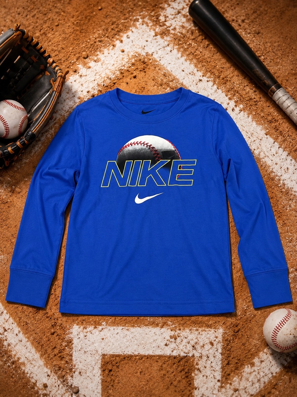 Nike Royal Blue Long-Sleeve Baseball Graphic Tee